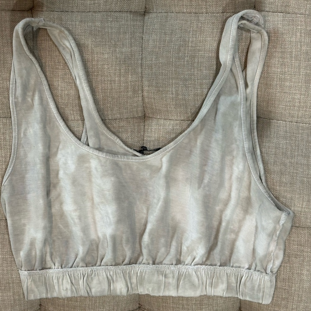 Zara Tie-Dyed Knit Cropped Tank Top - Light Gray - Size Large - EUC - Picture 4 of 7